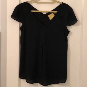 Anthropologie Maeve Black Cap Sleeve Blouse